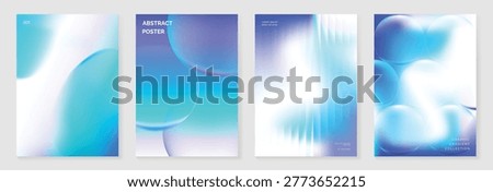 Abstract blue gradient glowing poster set with futuristic glass shapes, neon light effects and modern geometric layout vector. Design for poster, cover, banner, brochure, branding and social media.