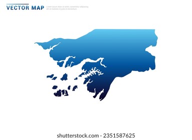 Abstract Blue gradient of Guinea Bissau map on white background vector.