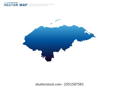 Abstract Blue gradient of Honduras map on white background vector.