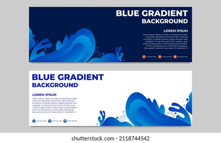 abstract blue gradient horizontal banner template collection