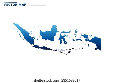 Abstract Blue gradient of Indonesia map on white background vector.