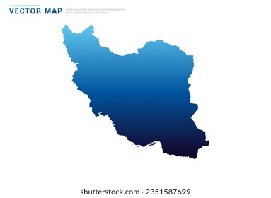 Resumen Gradiente azul de Irán mapa sobre el vector de fondo blanco.