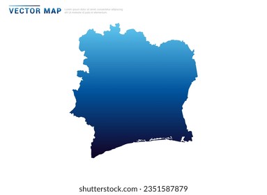 Resumen Gradiente azul del mapa de Costa de Marfil sobre el vector de fondo blanco.