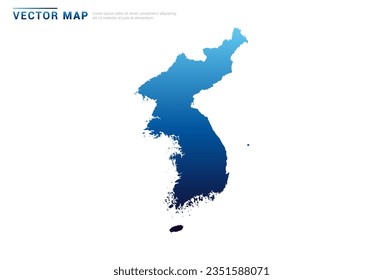 Resumen Gradiente azul de Corea mapa sobre el vector de fondo blanco.