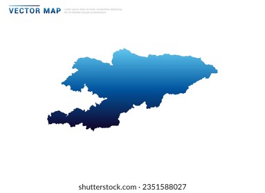 Resumen Gradiente azul de Kirguistán mapa sobre el vector de fondo blanco.