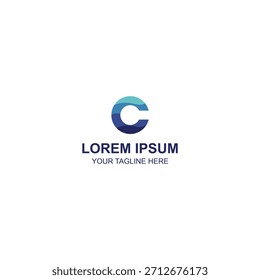 Logotipo Abstractas del monograma de la letra C del gradiente azul que representa las olas de agua del océano o los símbolos del mar convenientes para los viajes o los negocios ambientales.