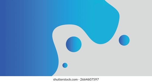 Abstract Blue Gradient Liquid Shapes With Floating Circles, Modern Minimal Fluid Design Perfect For Backgrounds, Digital Art, And Creative Projects.