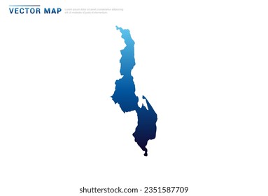 Abstract Blue gradient of Malawi map on white background vector.