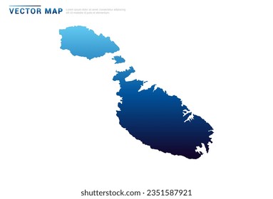 Resumen Gradiente azul de Malta mapa sobre el vector de fondo blanco.