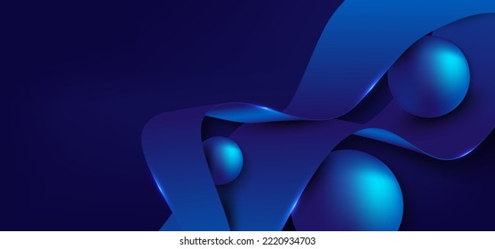 Resumen: el diseño 3D de la cinta metálica de gradiente azul se solapa con la plantilla de forma redonda. Fondo de arte de estilo futurista. Vector