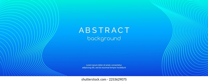 Abstract blue gradient minimal banner. Vector wavy long background with copy space for text. Social media cover, header, web banner