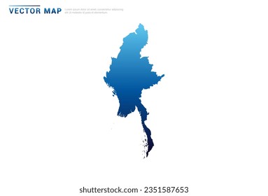 Resumen Gradiente azul del mapa de Myanmar sobre el vector de fondo blanco.