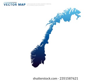 Resumen Gradiente azul de Noruega mapa sobre el vector de fondo blanco.