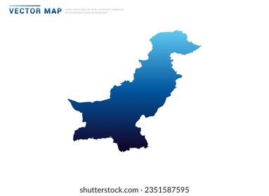 Abstract Blue gradient of Pakistan map on white background vector.
