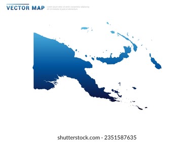 Abstract Blue gradient of Papua New Guinea map on white background vector.