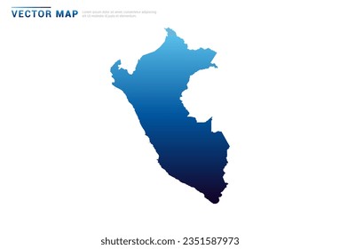Abstract Blue gradient of Peru map on white background vector.