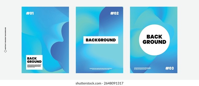 Abstract blue gradient poster background vector set. Minimalist cover template gradient color. Ideal design for social media, cover, banner, flyer, music, ads.