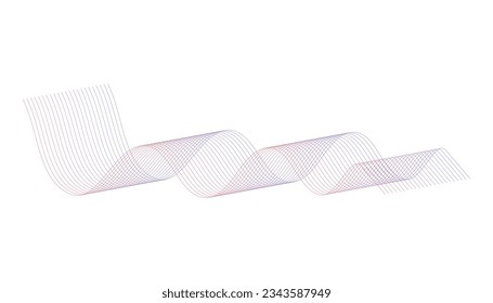 Abstract blue gradient red smooth wave on white background. Dynamic sound waves. Design element. Vector illustration.