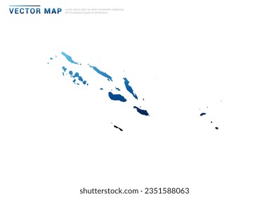 Abstrakter blauer Farbverlauf von Salomon Island Karte auf weißem Hintergrund, Vektorgrafik.