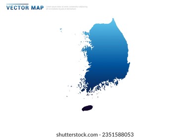 Abstract Blue gradient of South Korea map on white background vector.