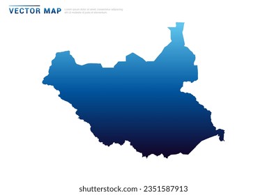 Abstract Blue gradient of South Sudan map on white background vector.