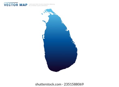 Resumen Gradiente azul de Sri Lanka mapa sobre el vector de fondo blanco.