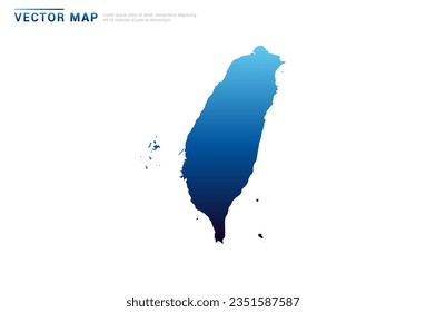 Abstrakter blauer Farbverlauf von Taiwan Karte auf weißem Hintergrund Vektorgrafik.