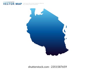 Abstract Blue gradient of Tanzania map on white background vector.