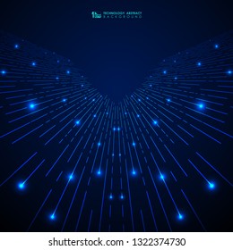 Abstract blue gradient technology stripe lines pattern with glitters background. You can use for modern cover, ad, poster, artwork. vector eps10