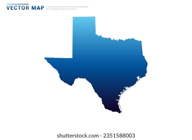 Abstract Blue gradient of Texas map on white background vector.