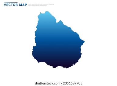 Abstract Blue gradient of Uruguay map on white background vector.