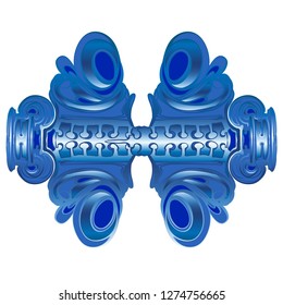 Abstract blue gradient vector element for yoga card design. Colorful template for spiritual retreat or yoga studio. Ornamental business cards, oriental pattern. Vector illustration on white background