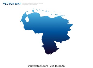 Abstract Blue gradient of Venezuela map on white background vector.