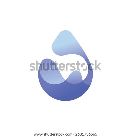 Abstract blue gradient water drop design with smooth flowing shapes and modern fluid style.