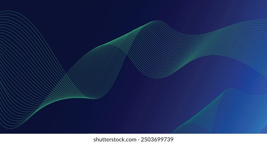 Abstract blue gradient wave lines background. Dynamic shapes composition. 