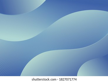 Abstract blue gradient wave shape background with lines. Vector illustration