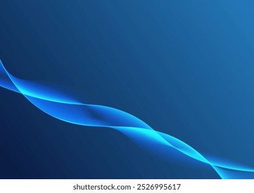 Abstract blue gradient wavy background space.