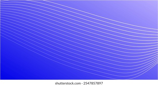Gradiente azul abstrato com fundo de design de onda de linhas brancas, composição de cor suave .