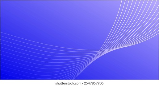 Abstract blue gradient with white lines wave design background , smooth color composition .