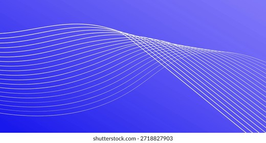 Abstract blue gradient with white lines wave design background modern light texture creative
