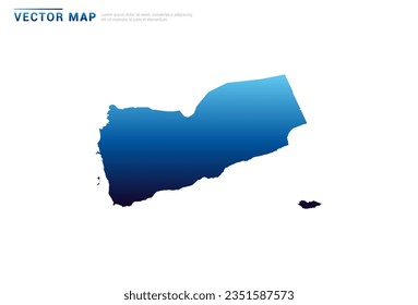 Resumen Gradiente azul de Yemen mapa sobre el vector de fondo blanco.