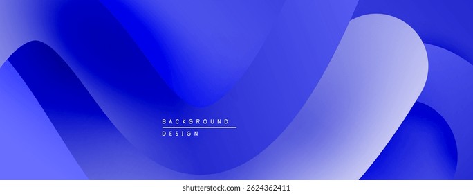 Abstract blue gradients create flowing shapes. Minimalist design features text background, design. Smooth curves suggest movement, depth.