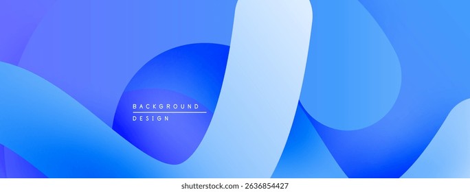 Abstract blue gradients create flowing shapes. Modern design evokes calm, dynamic visual experience. Simple, clean aesthetic.