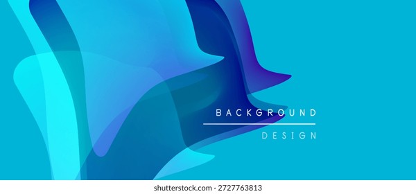 Los Gradientes azules Abstractas crean Formas que fluyen. El texto lee el diseño de fondo. Composición visual moderna y vibrante.