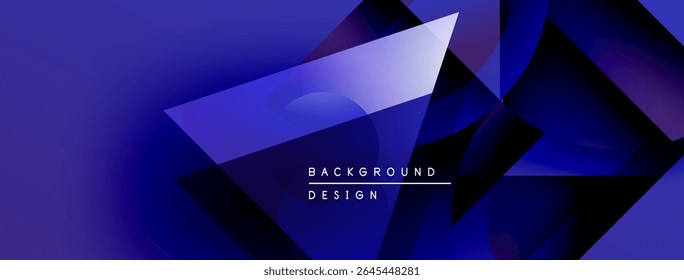 Abstract blue gradients form dynamic shapes. Text reads background design. Modern, sleek visual presentation.