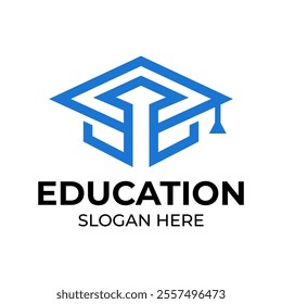 Abstract Blue Graduation Cap Logo for Learning Institutions