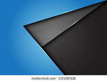Abstract blue gray arrow direction overlap on hexagon mesh design modern futuristic background vector illustration.