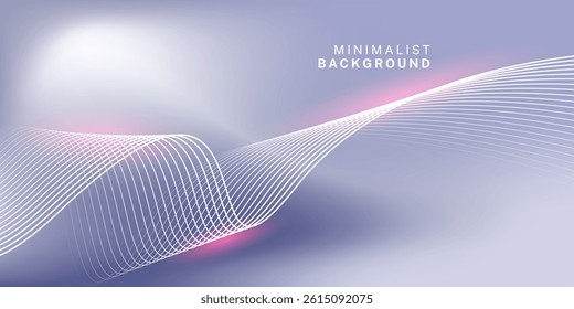 Abstract blue gray gradient background with shining lines waves. Minimalist background for banner, poster, cover, brochure, flyer, website