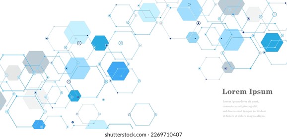 abstract blue gray hexagon, geometric texture background, scientific technology, network concept