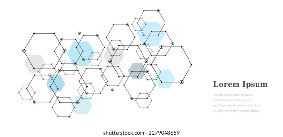 abstract blue gray hexagon, geometric texture background, scientific technology, network concept